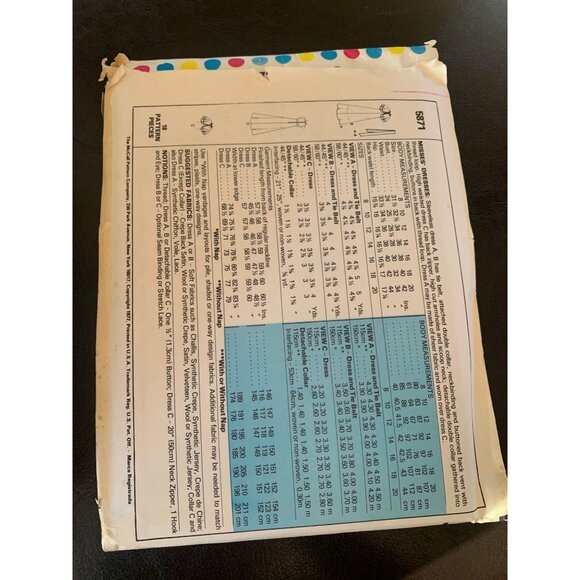 McCall's Misses Dress Sewing Pattern Sz 12 - 16 5871 - Uncut - Picture 4 of 9